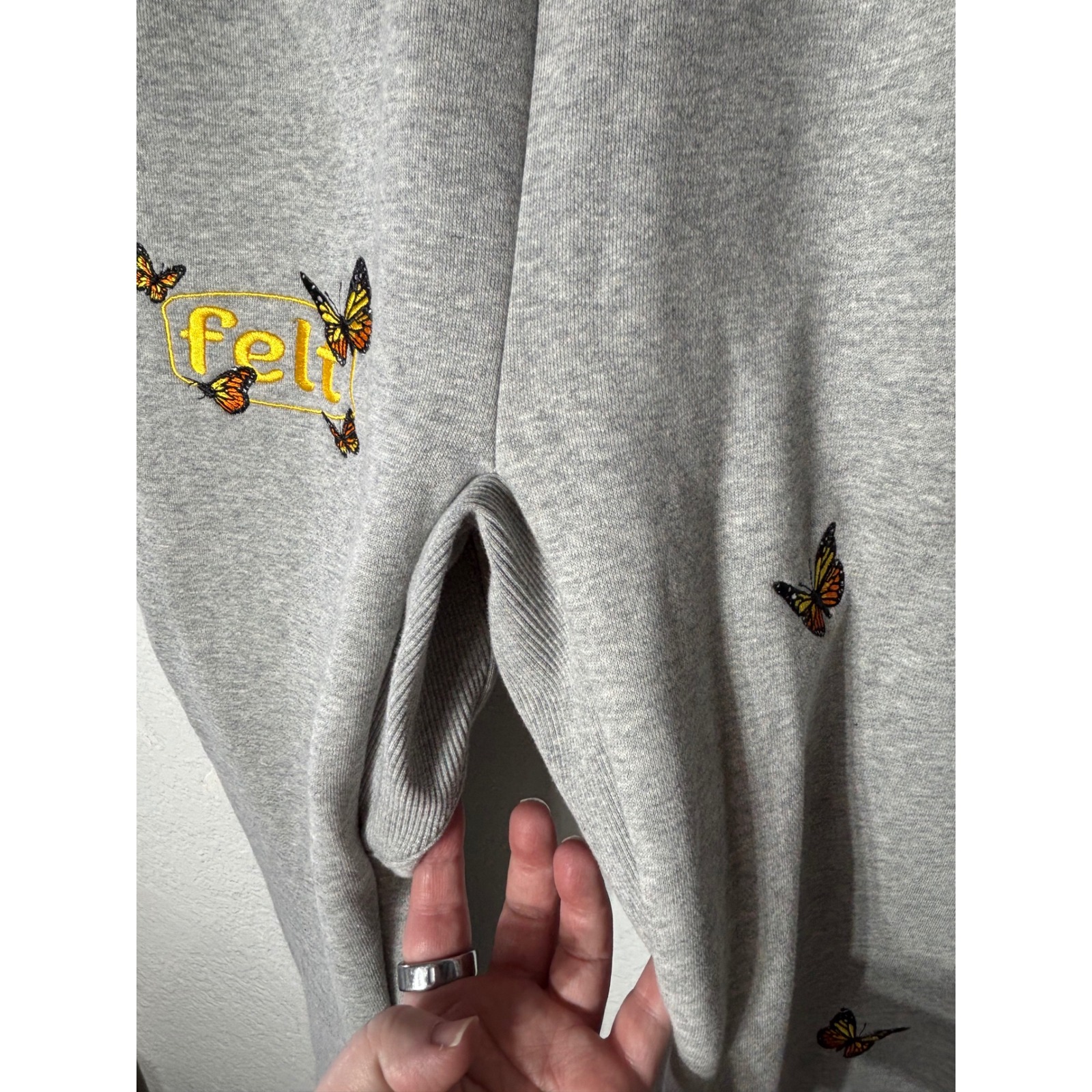 Felt For Every Living Thing Sweatpants Butterfly Embroidered Small New Lounge — image 3 of 6